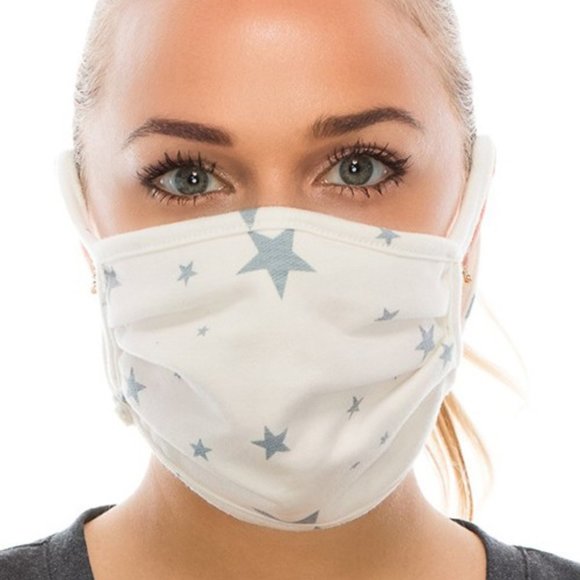 Accessories - NEW White Denim Star Double Layered Face Mask